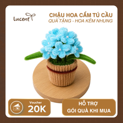 Hoa cẩm tú cầu handmade màu xanh được làm thủ công từ kẽm nhung