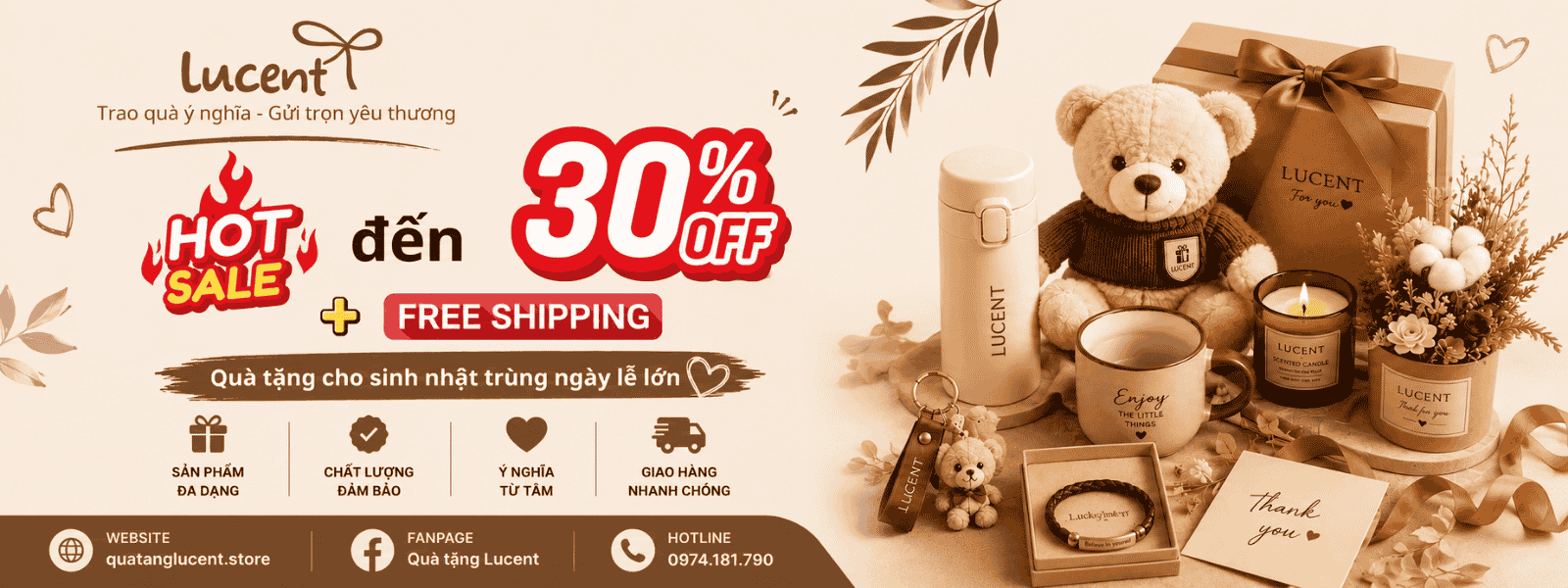 banner sale quà tặng Lucent