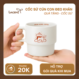 Cốc trang trí cún con đeo khăn