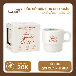 Cốc trang trí cún con đeo khăn