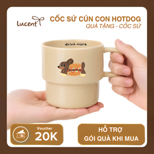Cốc trang trí cún con hotdog