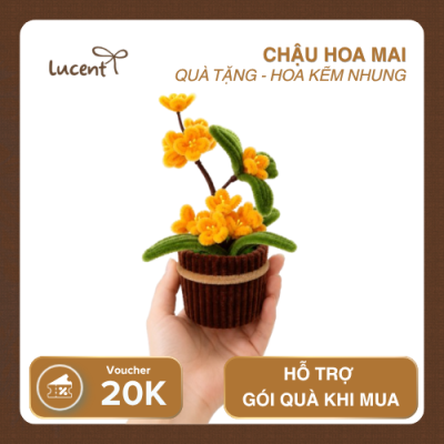 Hoa mai handmade màu vàng trang trí phòng khách ngày Tết